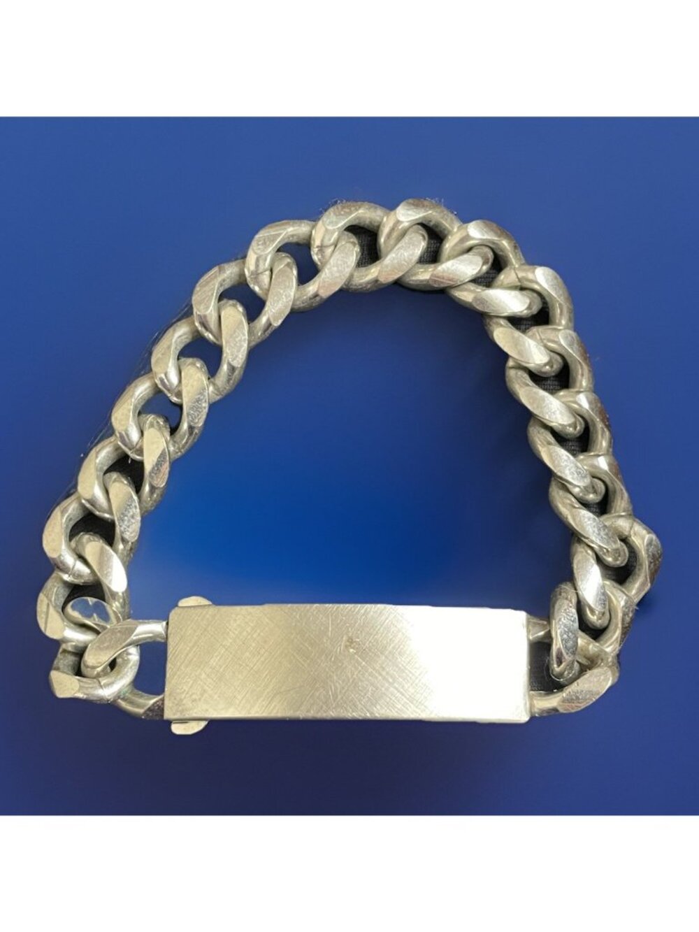 Vtg Speidel Silver-Tone Rhodium Electroplated ID Identity Link Bracelet Blank